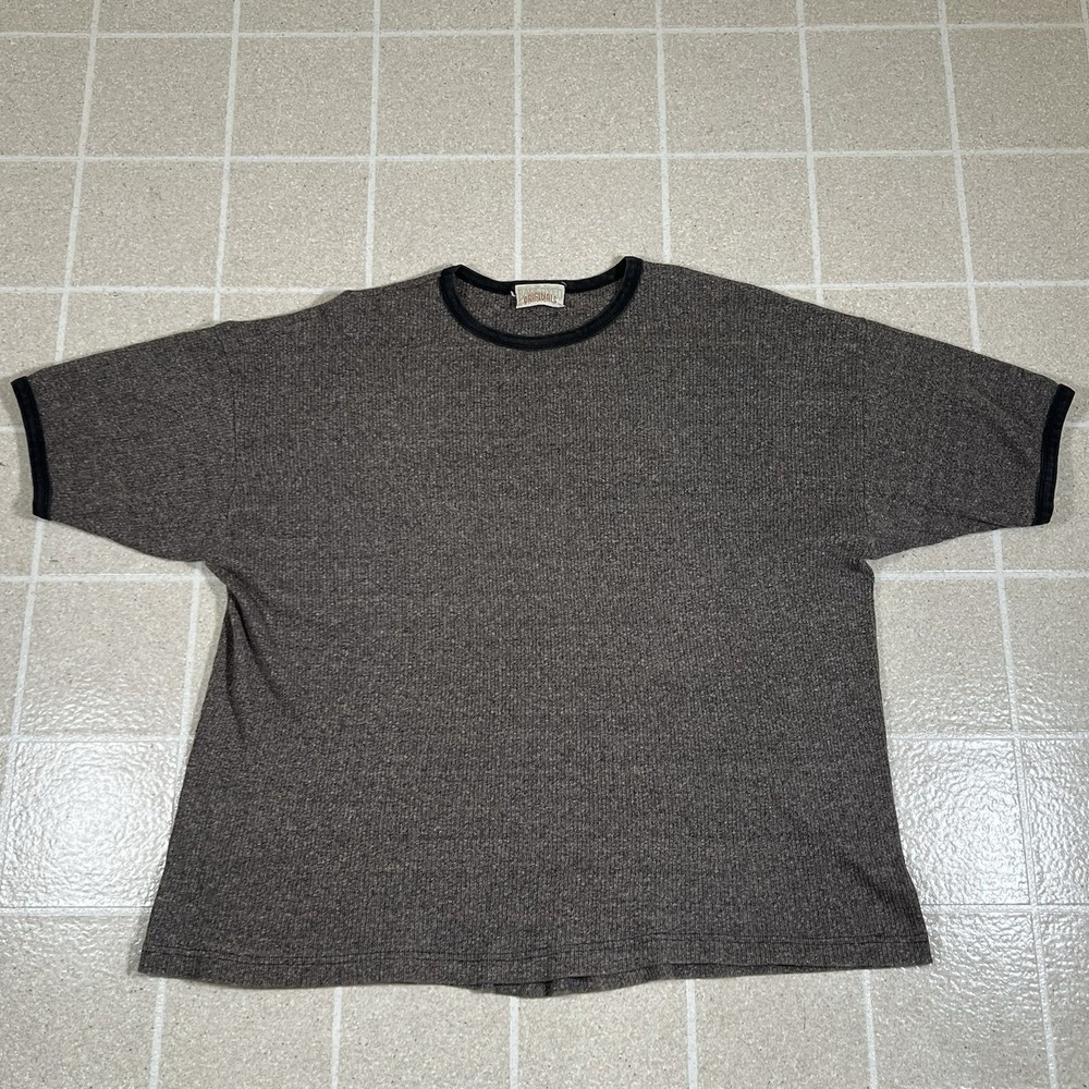 Vtg 90s Bale Dyed Originals TKO Ringer T-Shirt USA Boxy Skater Surf Y2K